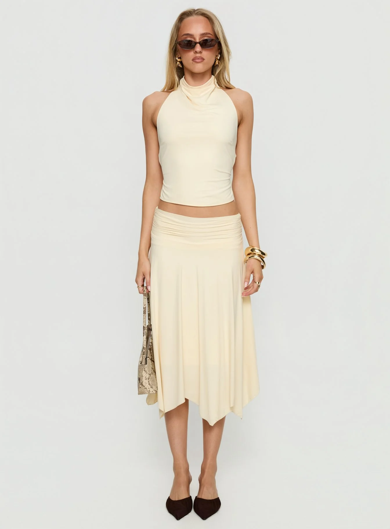 Scenic Route Asymmetrical Midi Skirt Yellow