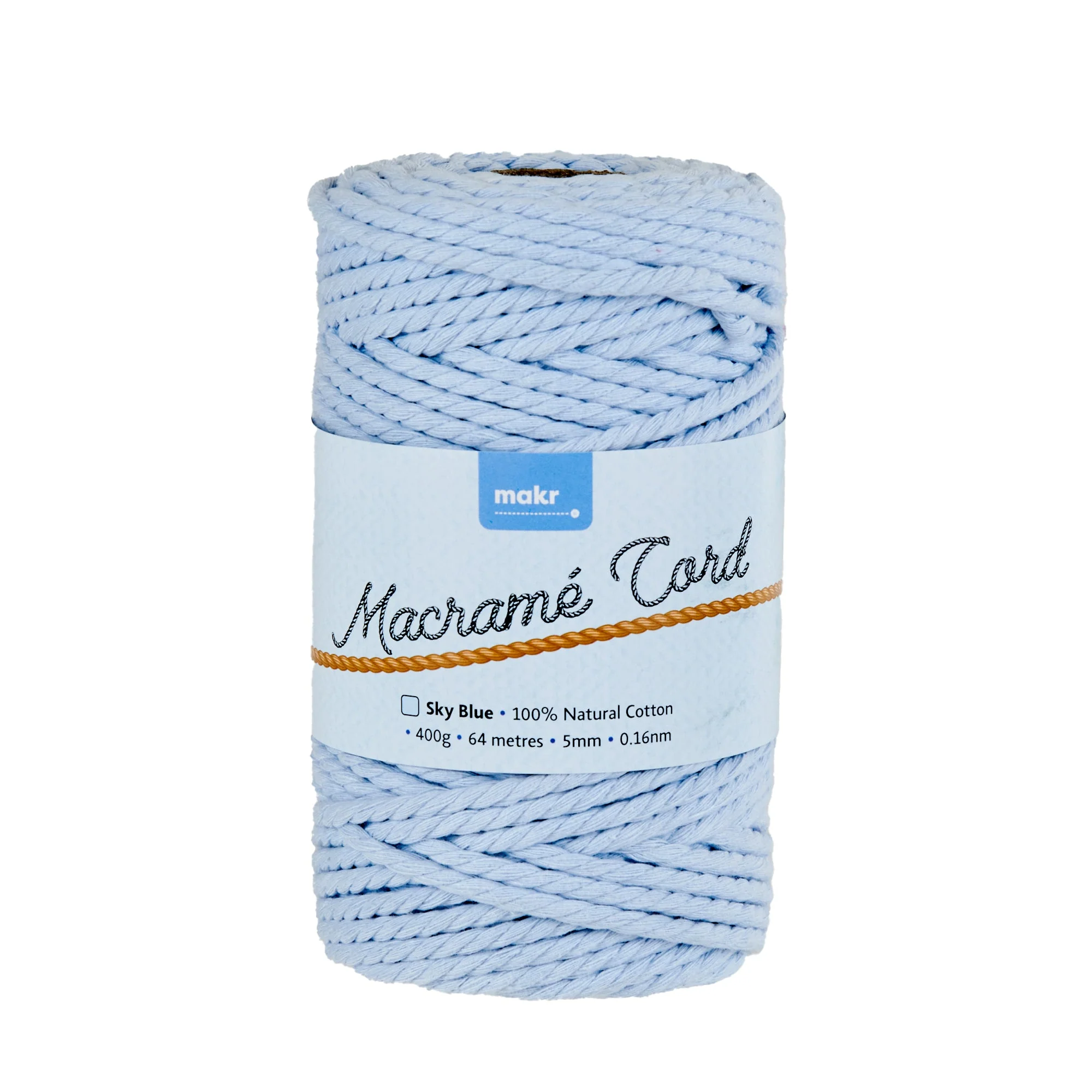 Makr Macrame Cord Roll, Sky Blue- 64m