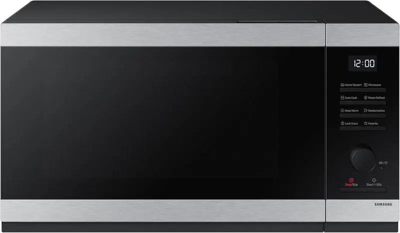Mikrofalówka Samsung ze stali nierdzewnej – 1000 W, pojemność 40 l, wnętrze z emalii ceramicznej, wykończenie w kolorze srebrnym