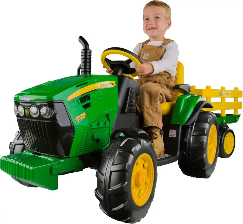 Traktorek Peg Perego John Deere Ground Force na pedały – autentyczna zabawka zasilana akumulatorem 12 V z przyczepą