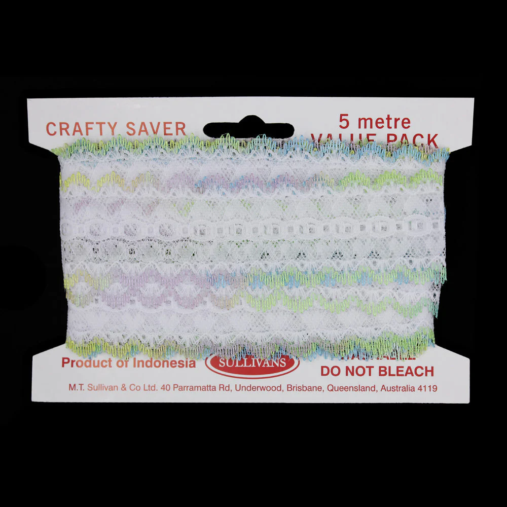 Sullivans Lace Eyelet Picot, Multi- 25mm x 5m