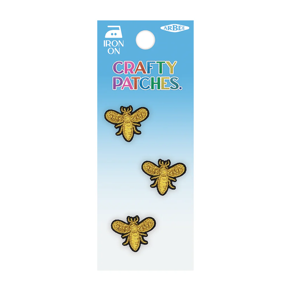 Arbee Crafty Patch, Mini Gold Bees- 3pc