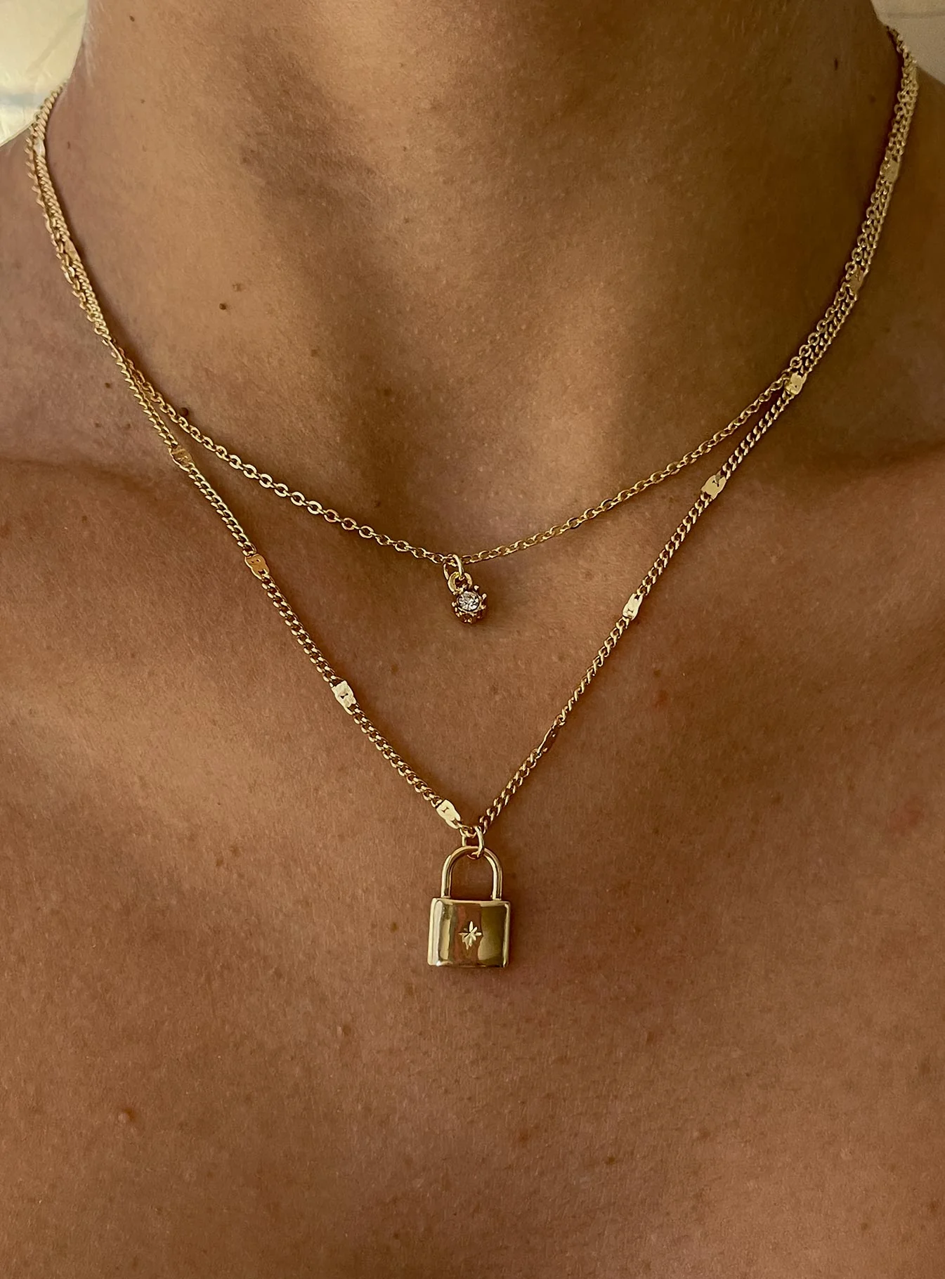 Santino Lock Necklace Pack Gold