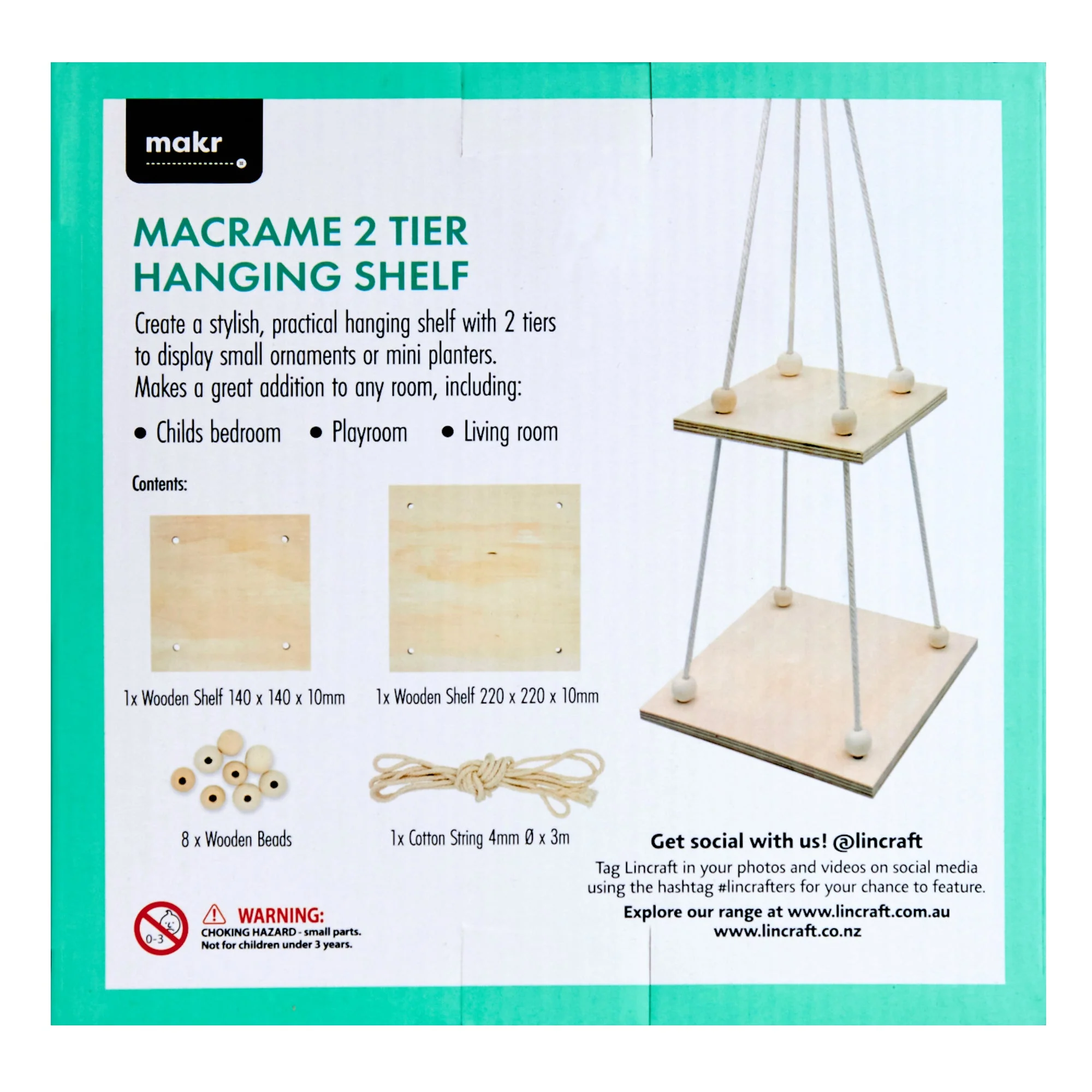 Makr Macrame 2 Level Square Hanging Shelves Kit