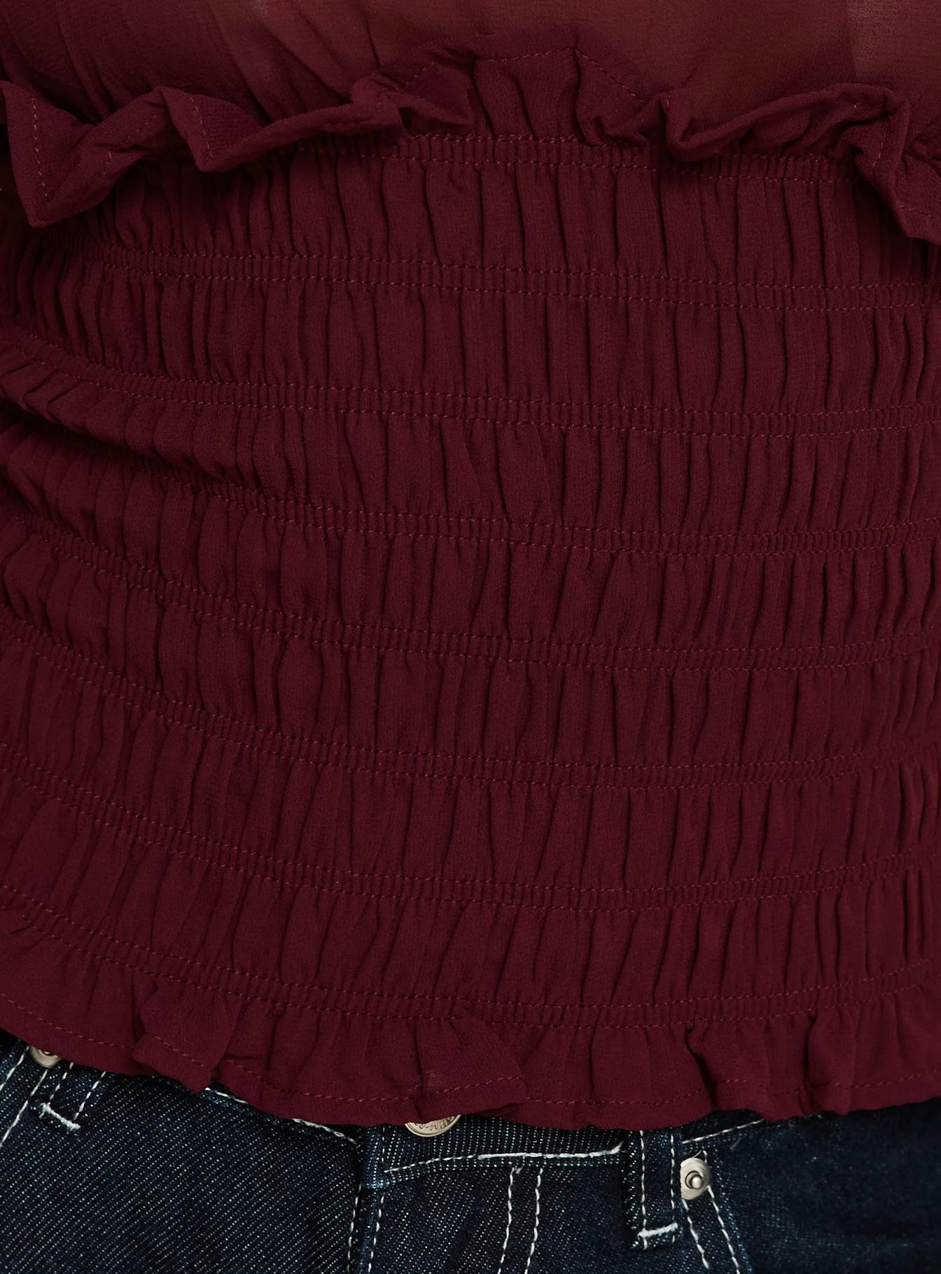 Fever Kiss Chiffon Ruched Top Wine