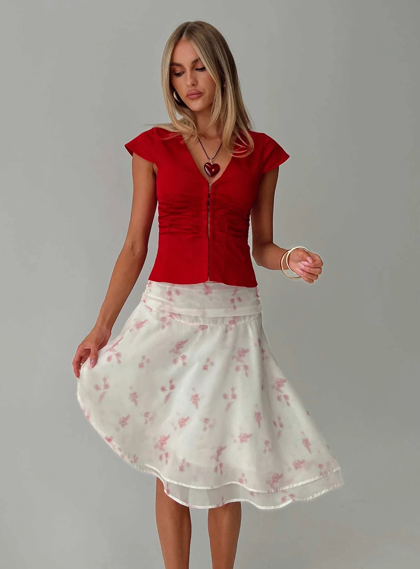 Charisse Asymmetrical Midi Skirt Floral