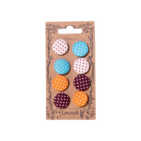 Carded Buttons, Fabric Dome- 8pk