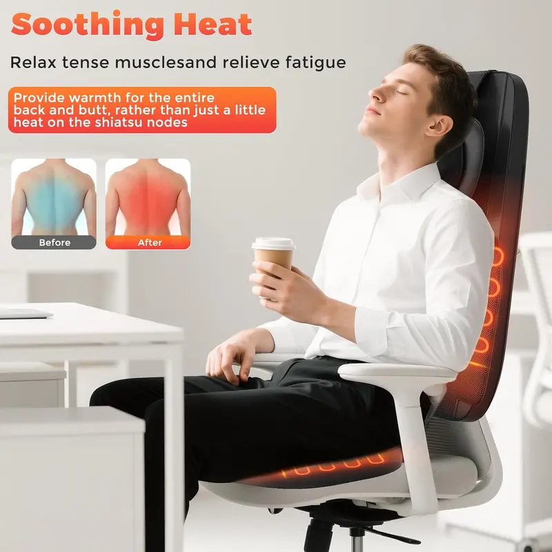 Fotel masujący Shiatsu 4D – masaż szyi i ramion łagodzący ból w domu lub biurze