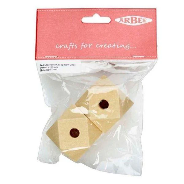 Arbee Wood Macrame Bead, Cut Edge- 2pk