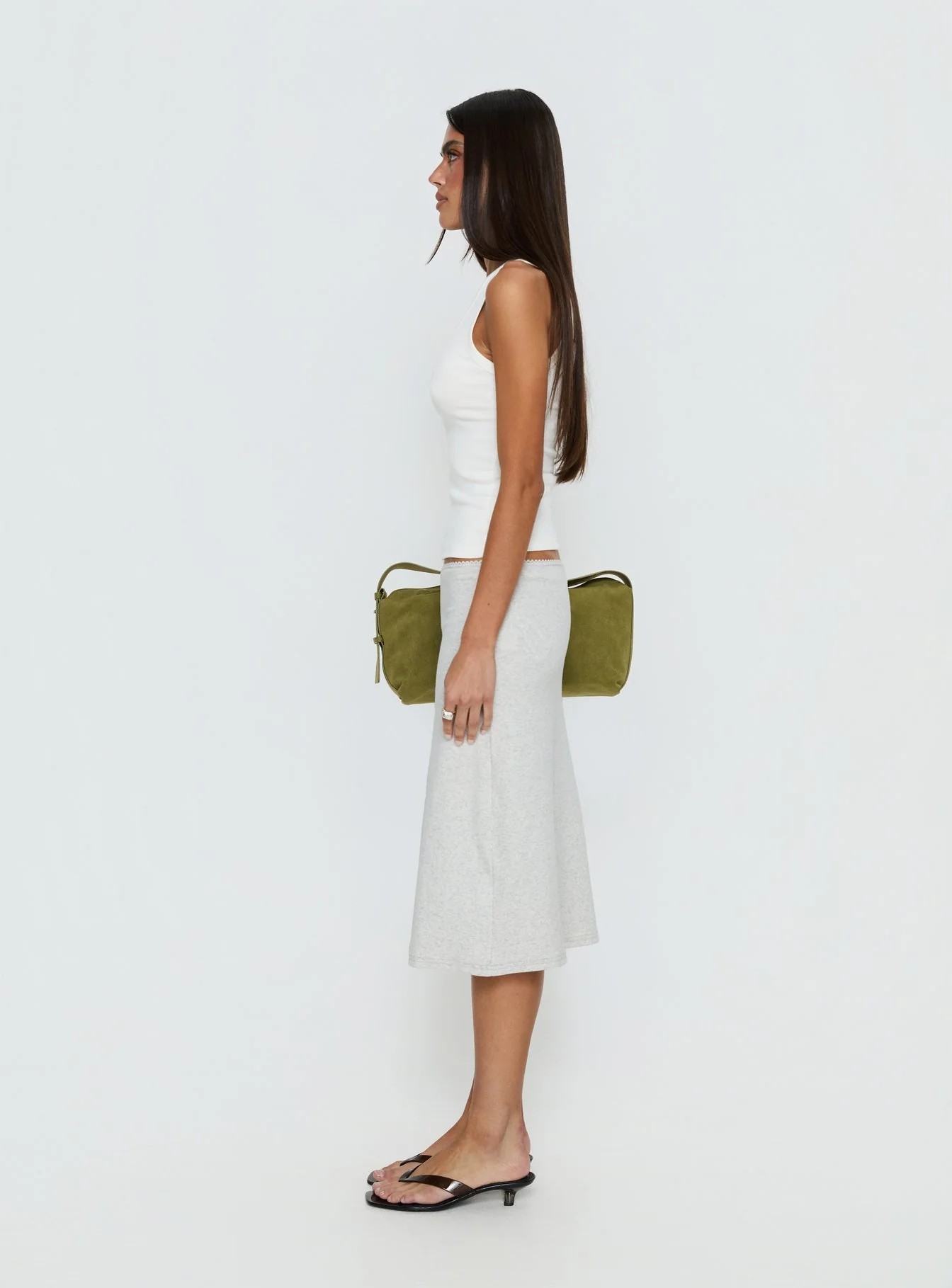 Baseline Rib Midi Skirt Grey Marle