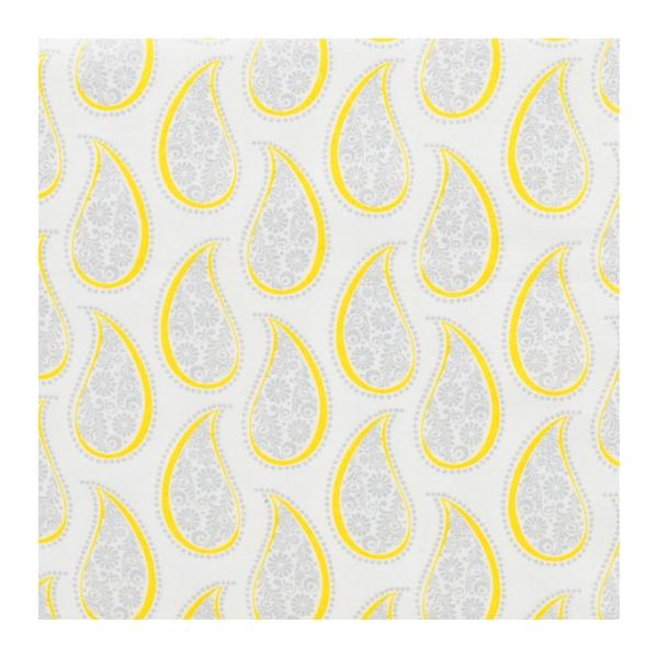 Emma & Mila Craft Print Fabric, Yellow Paisley - Width 112cm