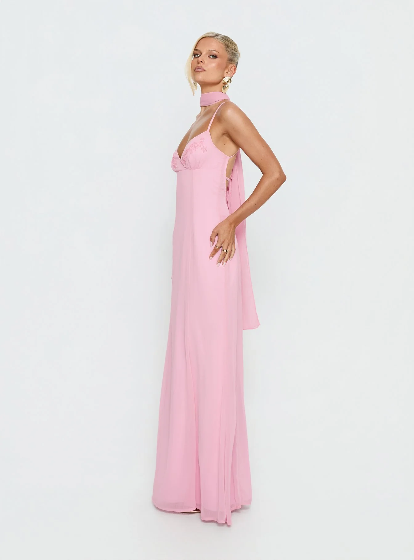 Jadira Scarf Maxi Dress Light Pink
