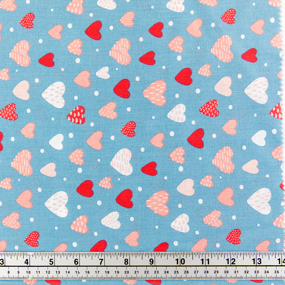 Print Craft & Quilting Fabric, Hearts- Width 110cm