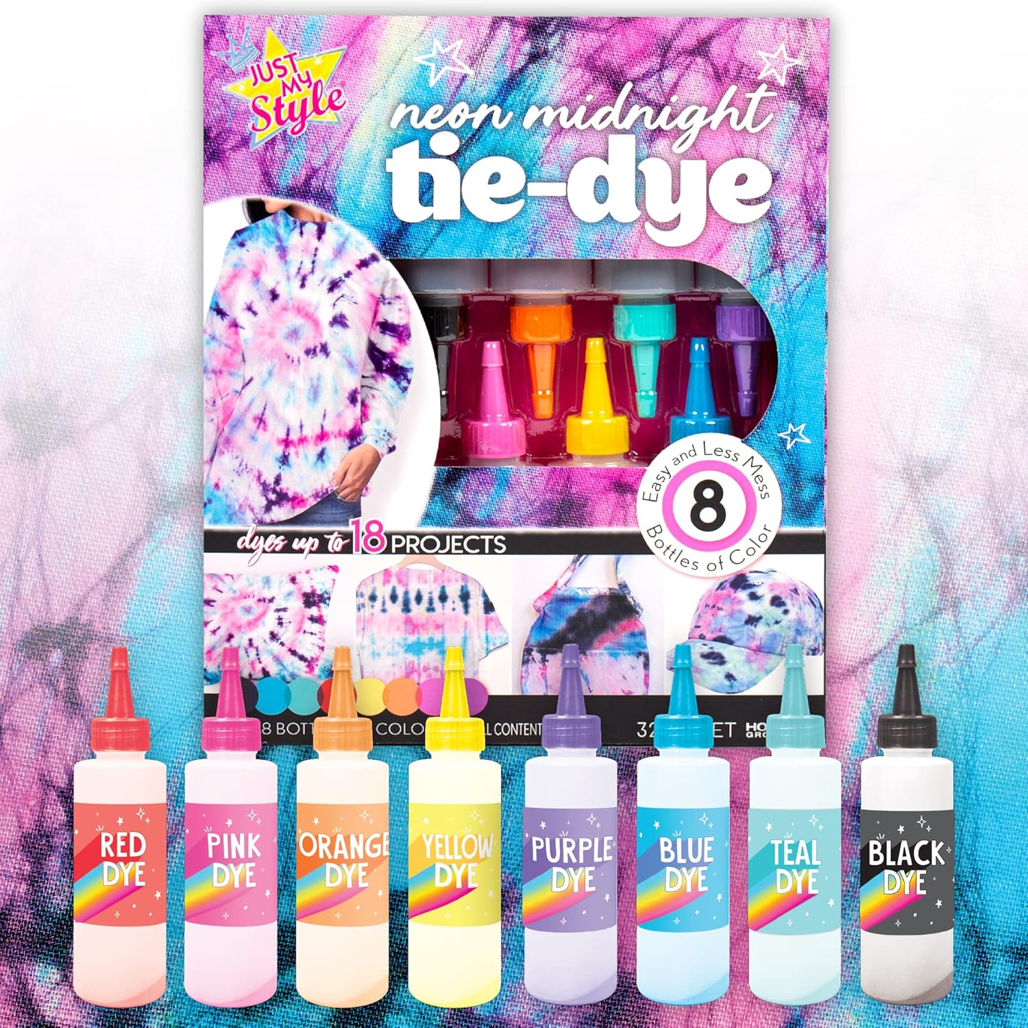 Just My Style Neon Midnight Tie Dye DIY Kit 8 Bottles