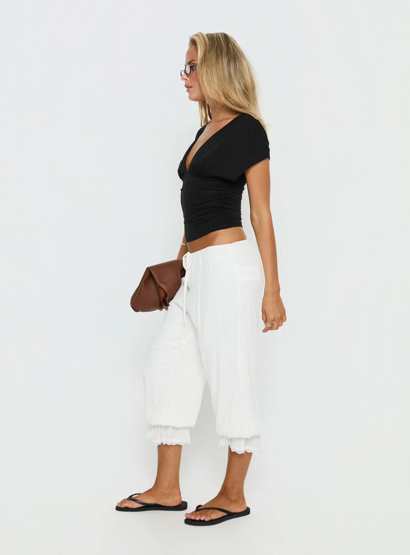 Basma Bloomer Trouser Pants Rayon White