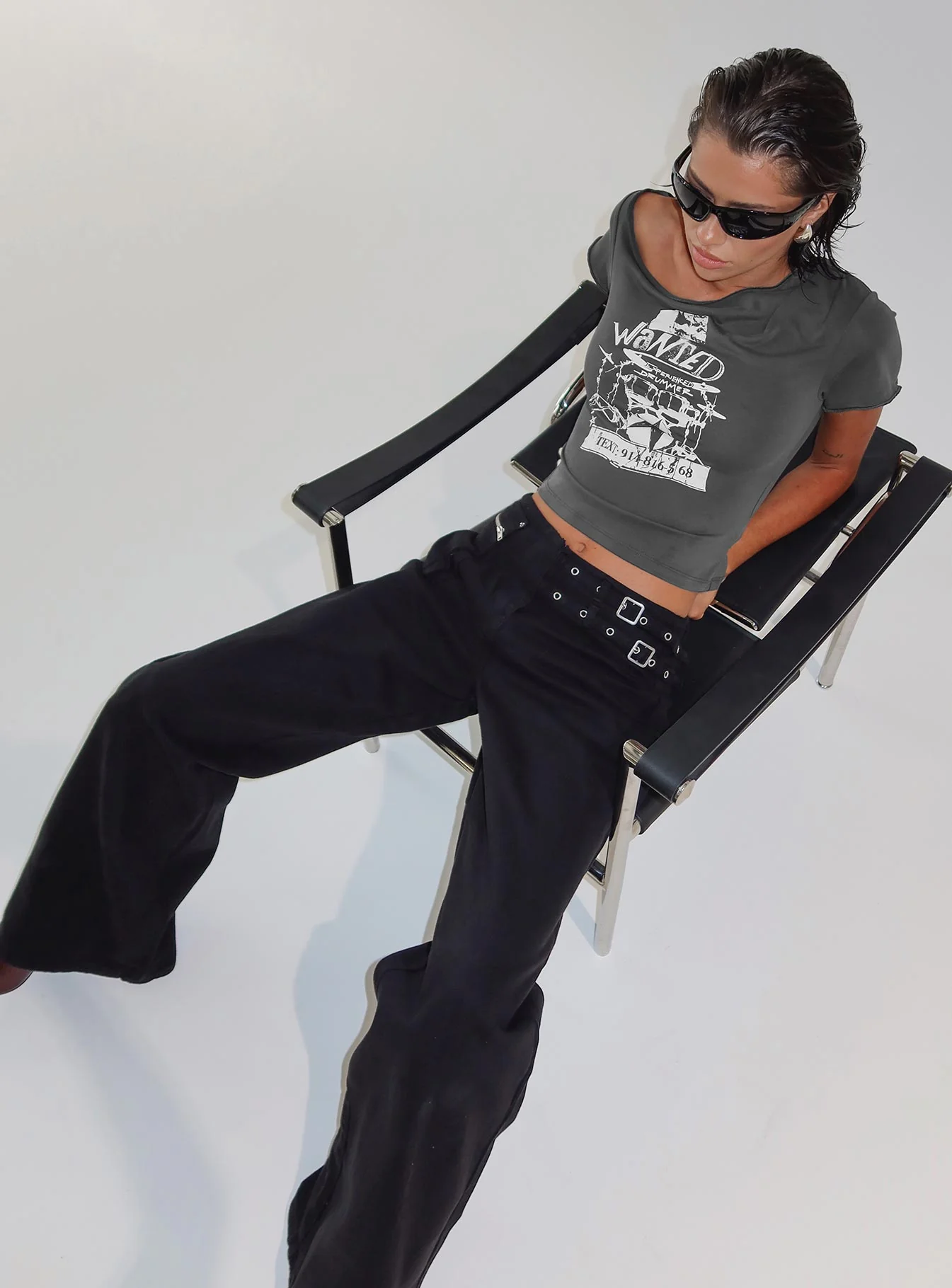 Paltrow Mid Rise Wide Leg Cargo Jeans Black