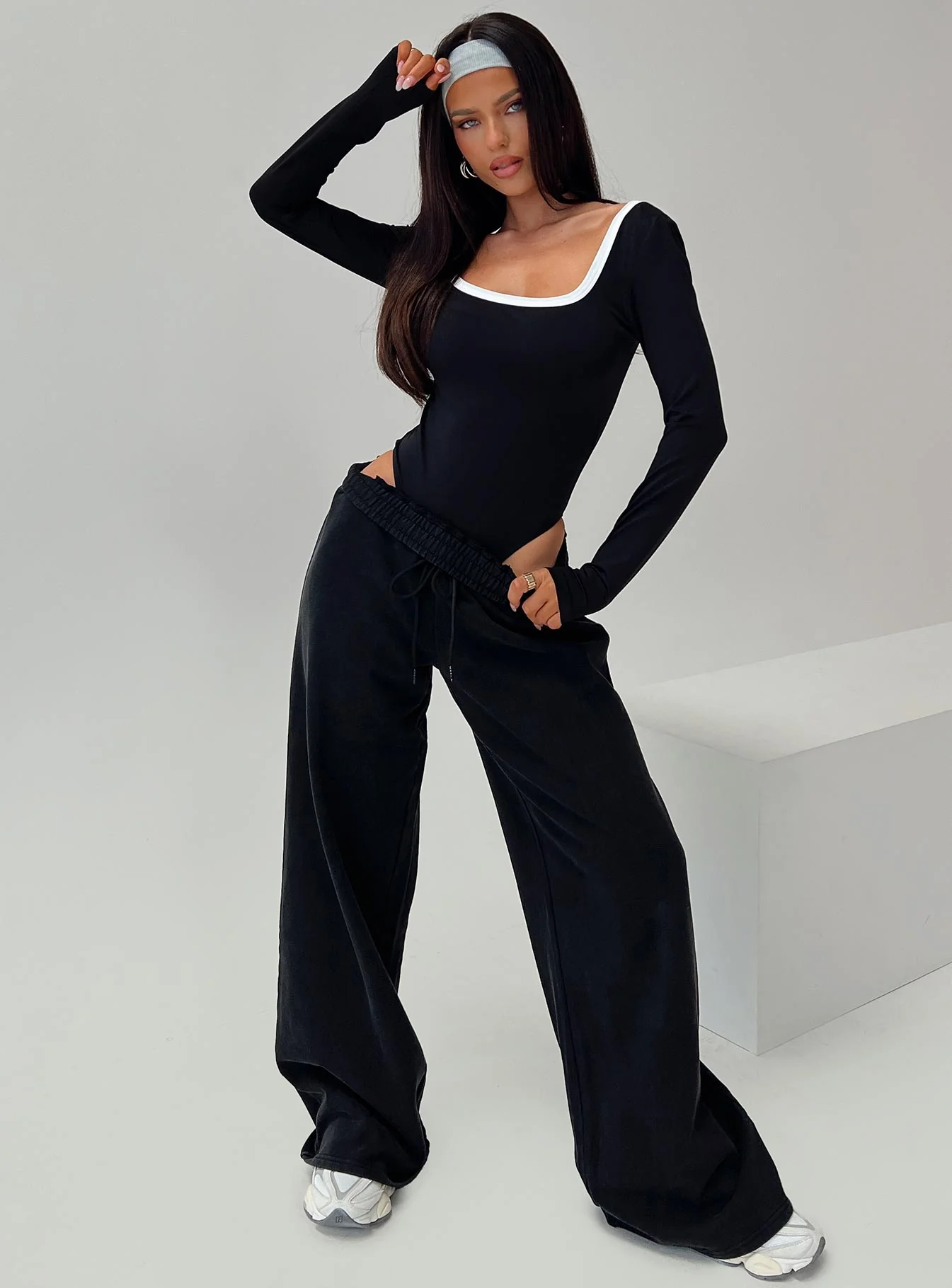 Ender Contrast Trim Bodysuit Black