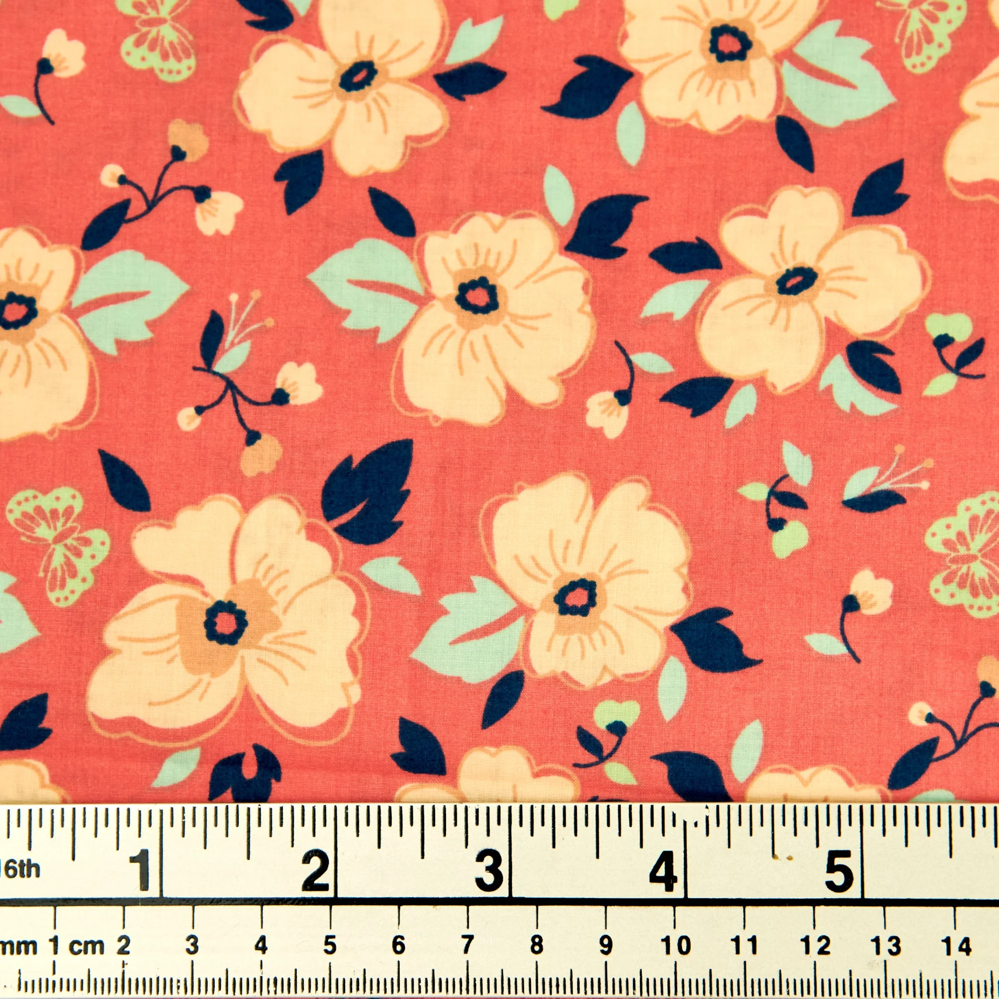 Printed Cotton Lawn Fabric, Pink Flowers- Width 140cm