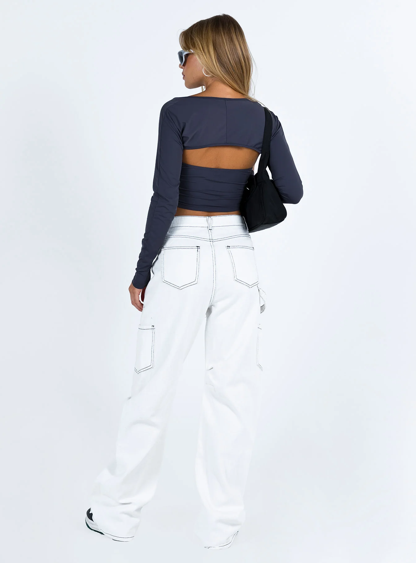 Miami Vice Mid Rise Straight Leg Cargo Pants White