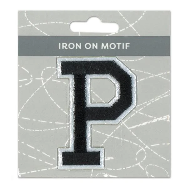 Sullivans Iron On Motif, Black P- 75mm