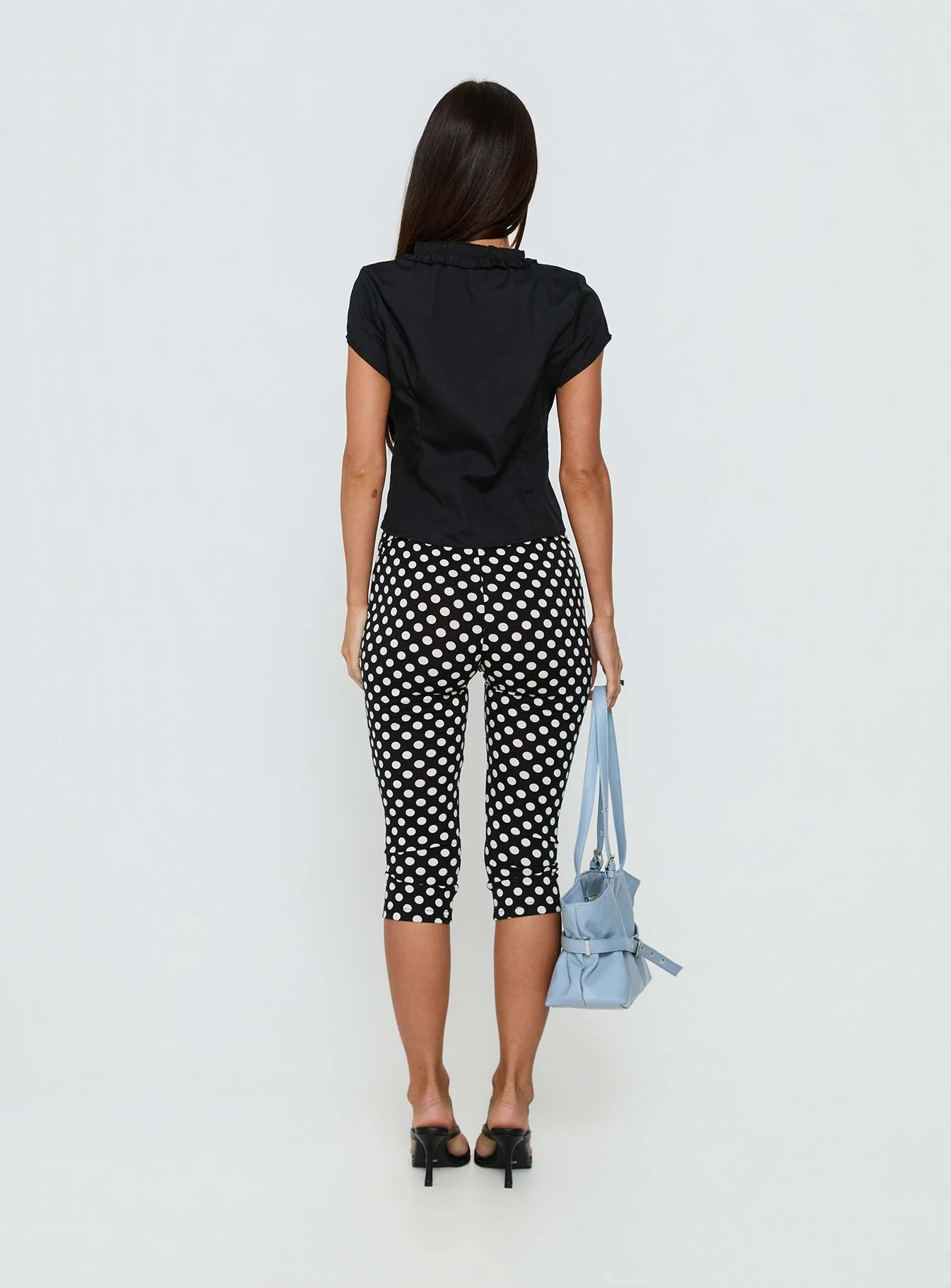 Perennial Frill Plunge Neck Top Black