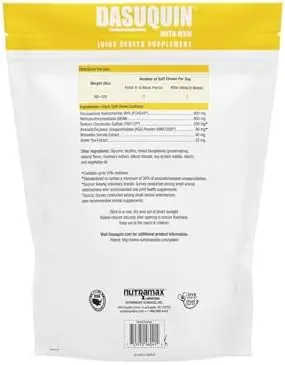 Nutramax Dasuquin z MSM dla dużych psów – suplement na stawy z glukozaminą, chondroityną, ASU, boswellią i zieloną herbatą – 150 miękkich przysmaków