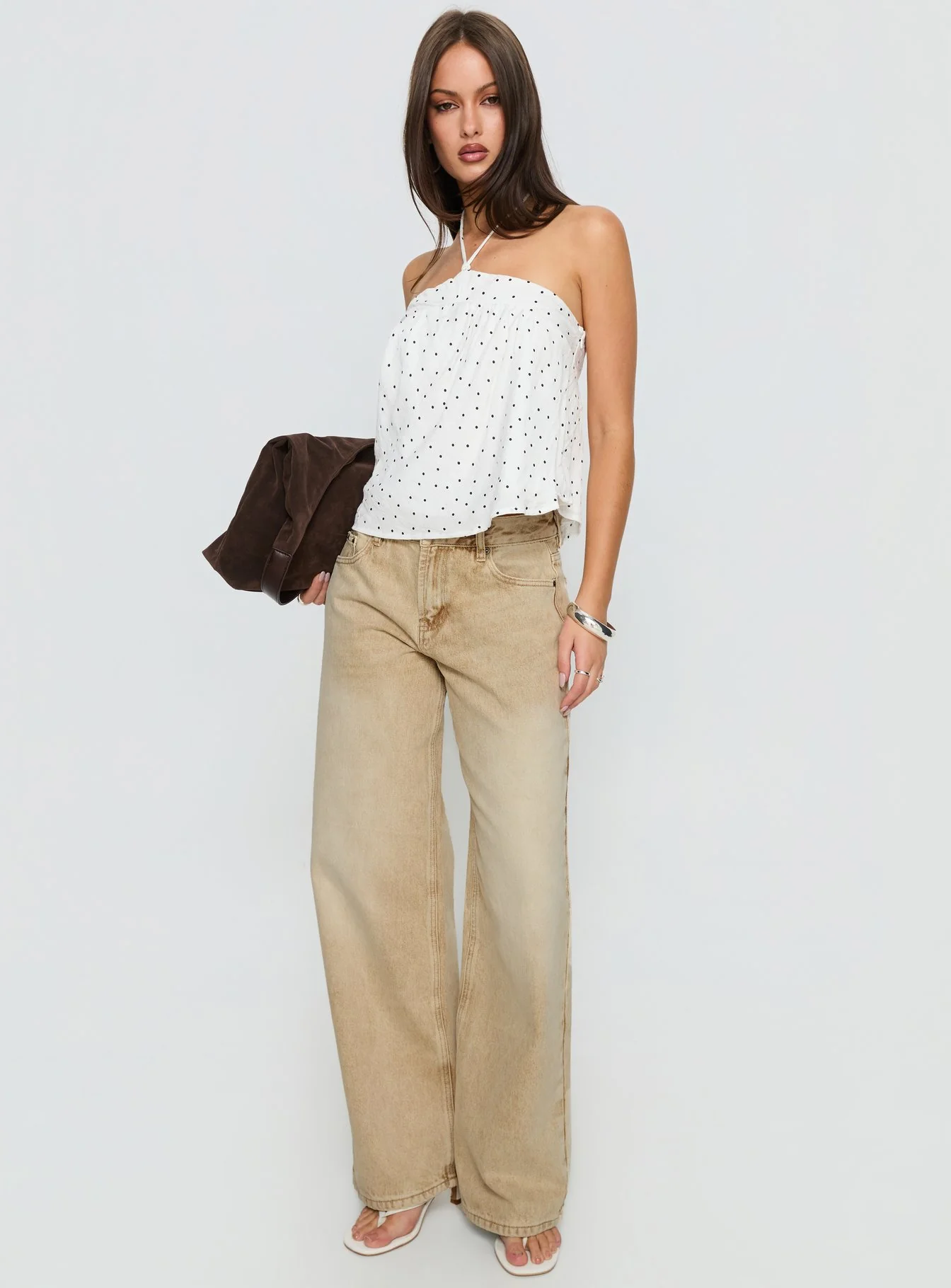 Serenitia Mid Rise Relaxed Jeans Sandy Brown Wash