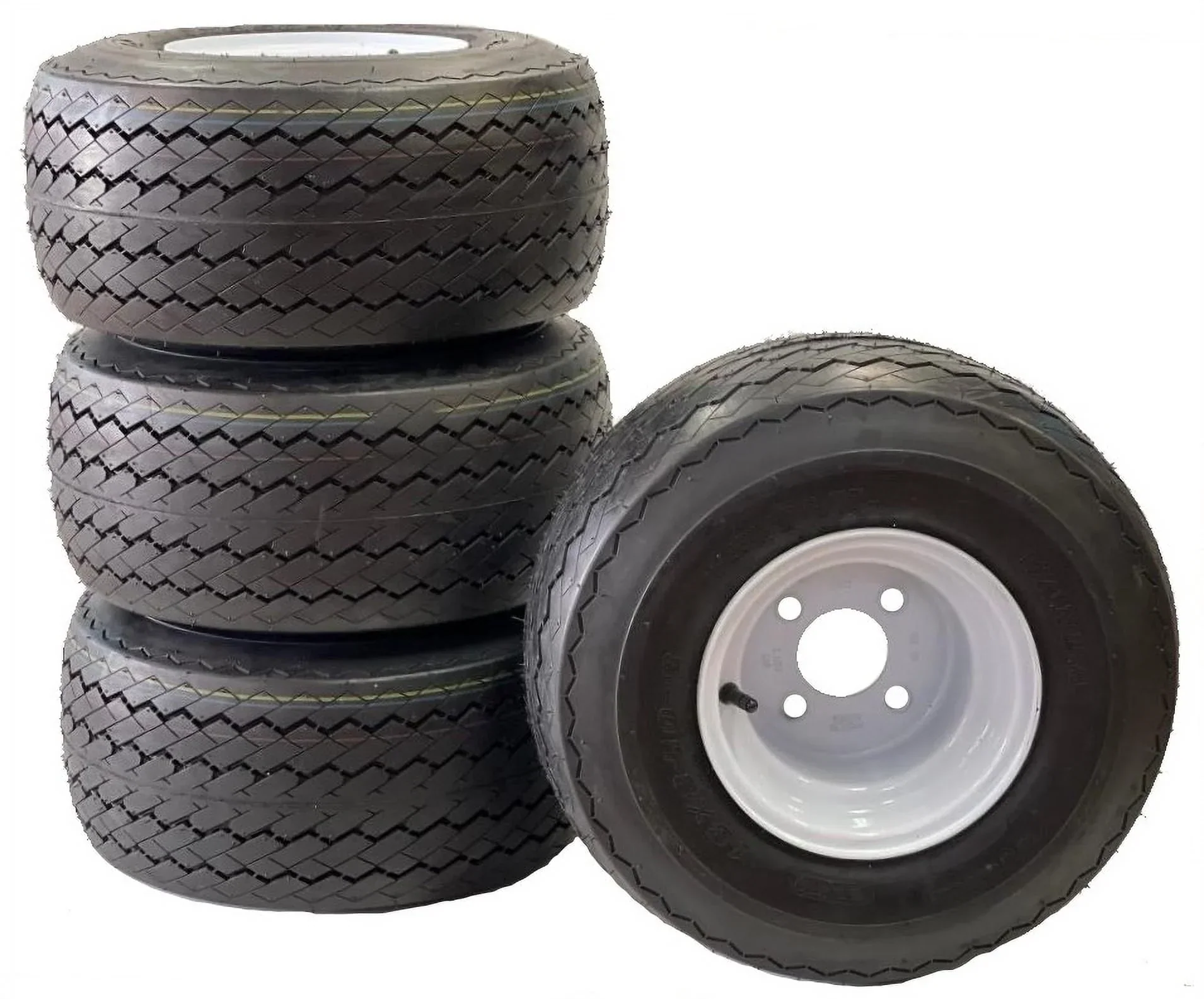 4 - Pk Golf Cart Tire Rim Mounted 18 - 850 - 8 18X8.50 - 8 18 x 8.5 x 8 White 4 Lug Hole
