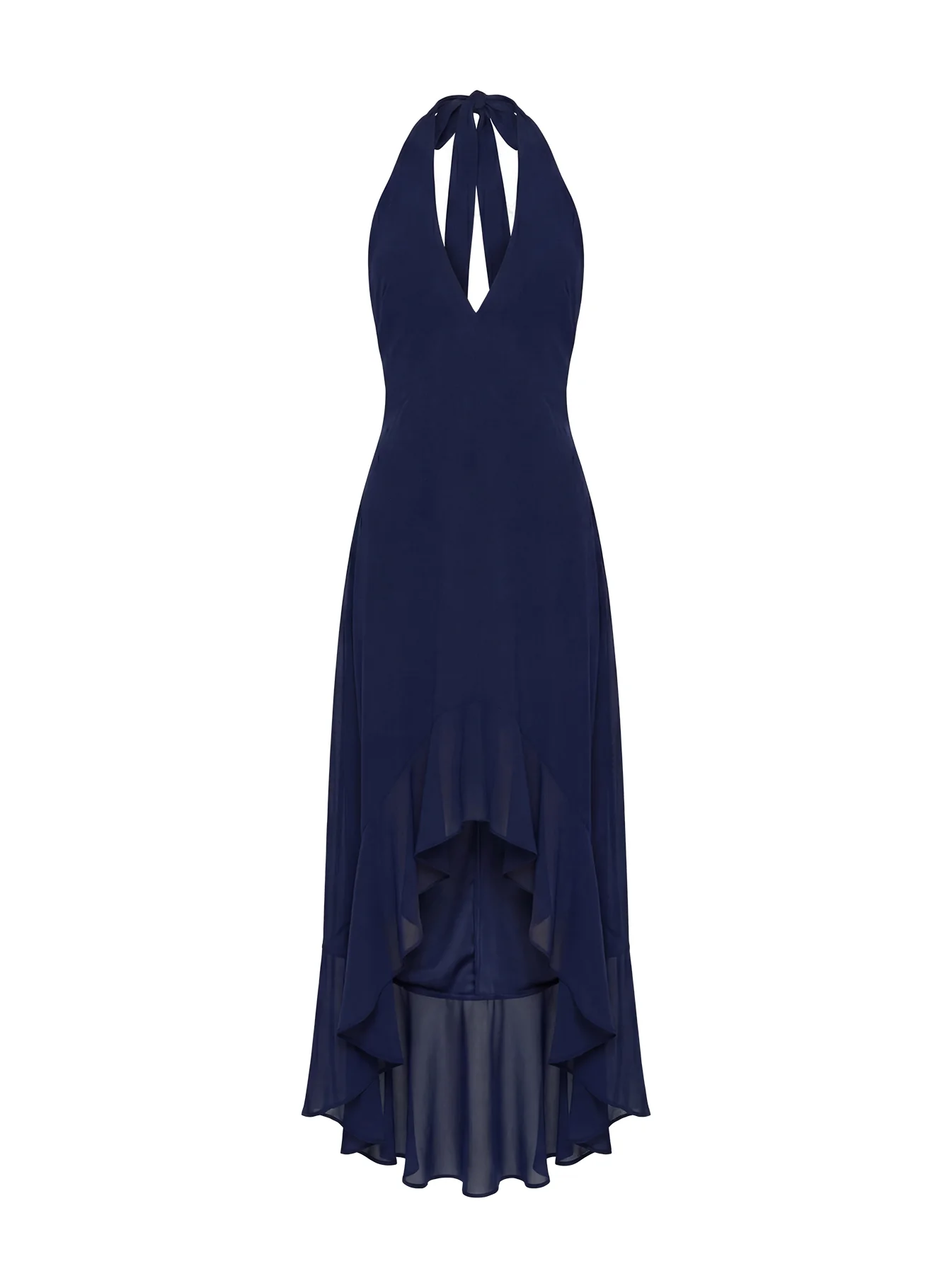 Agata Halter Frill Maxi Dress Navy