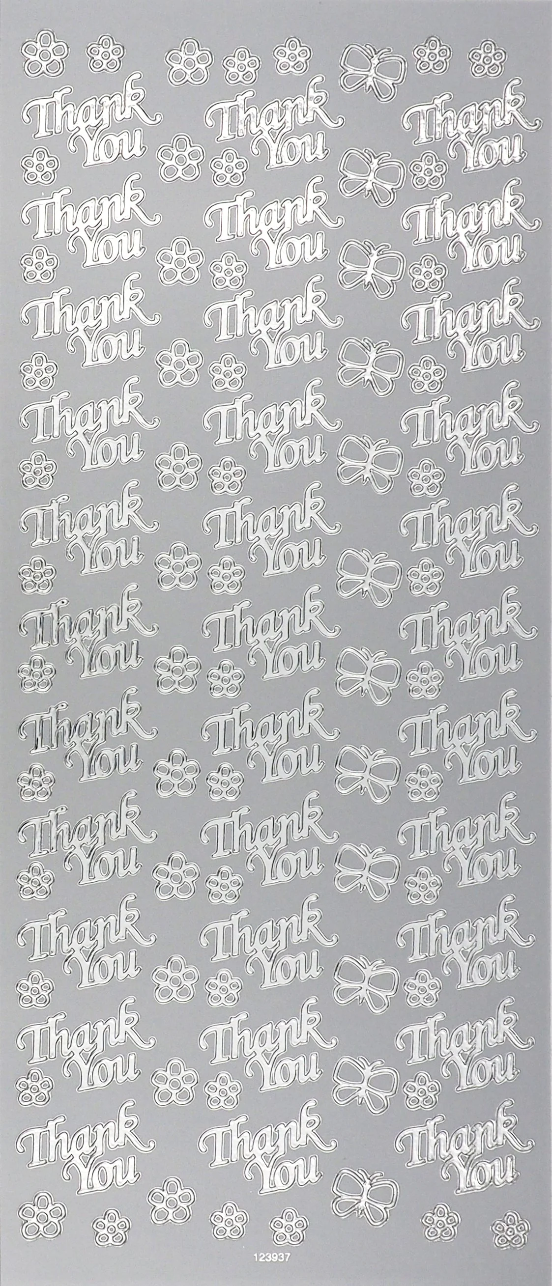 Arbee Foil Stickers Thank You Flowers, Silver
