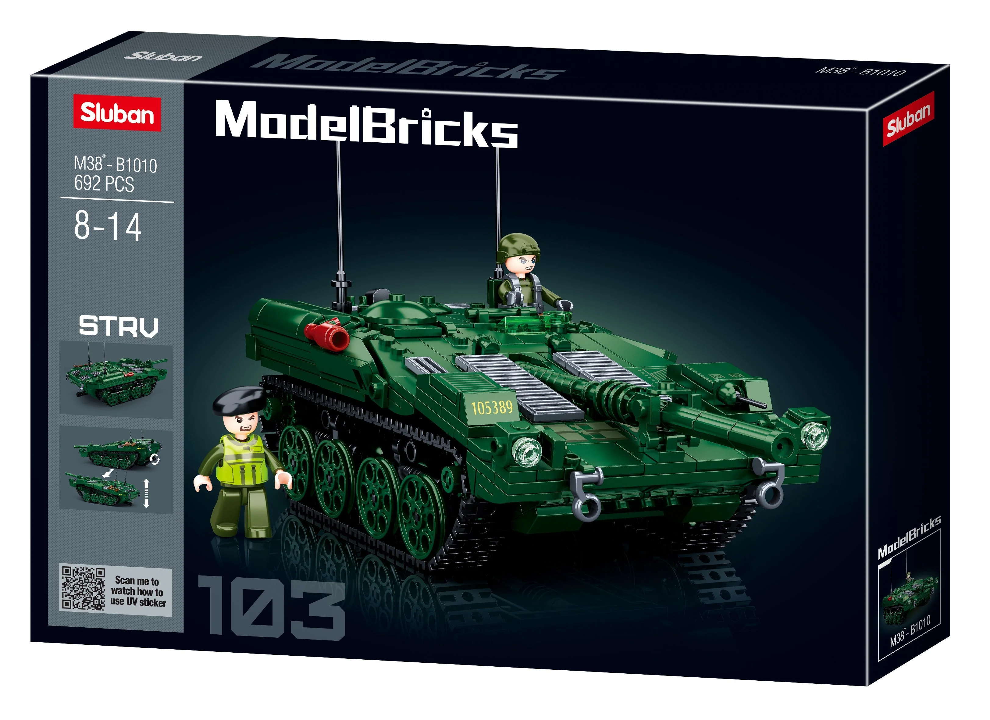 Sluban Model Bricks, STRV103 Main Battle Tank- 692pc