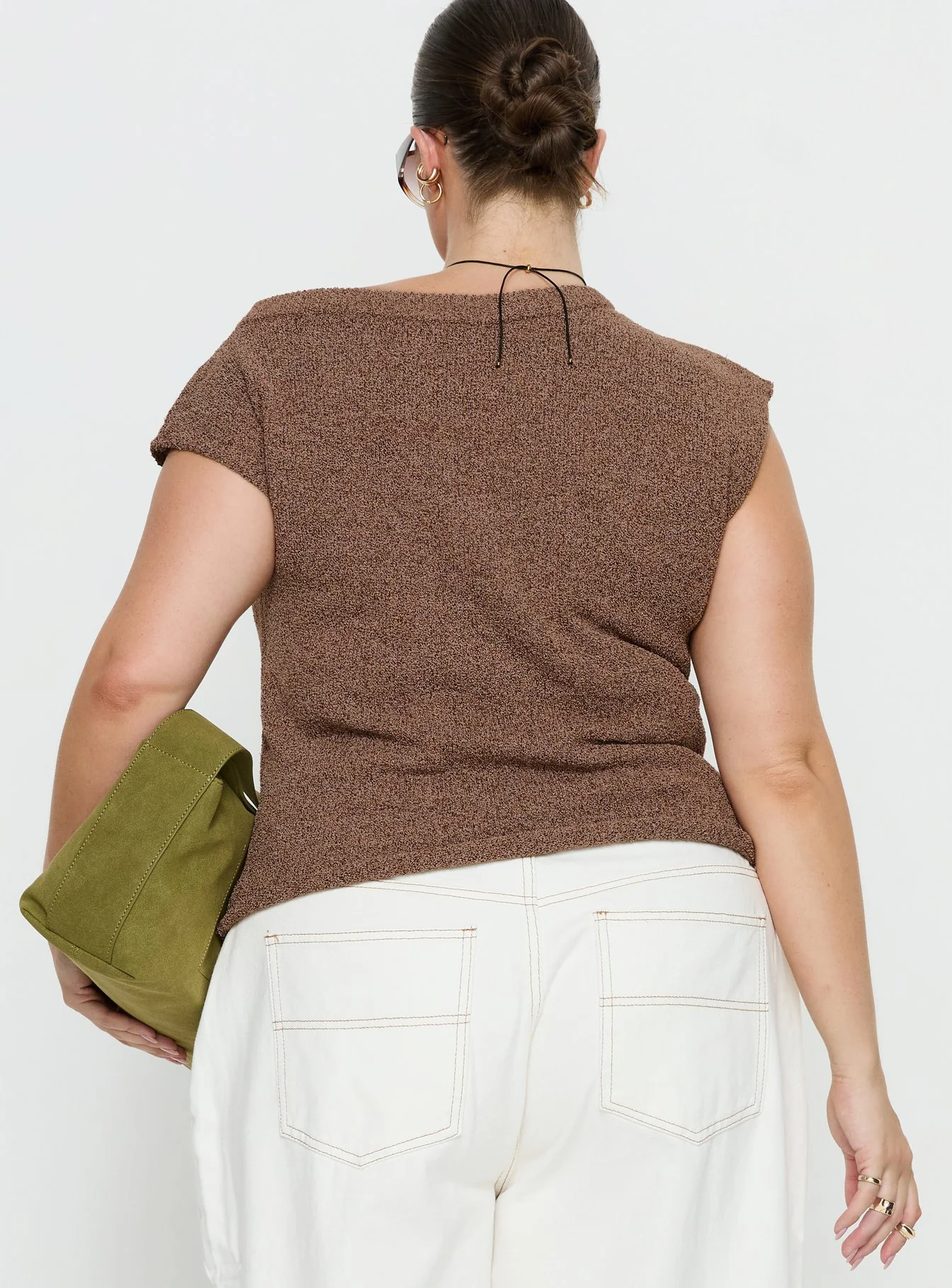 Ashfield Off Shoulder Top Brown Curve