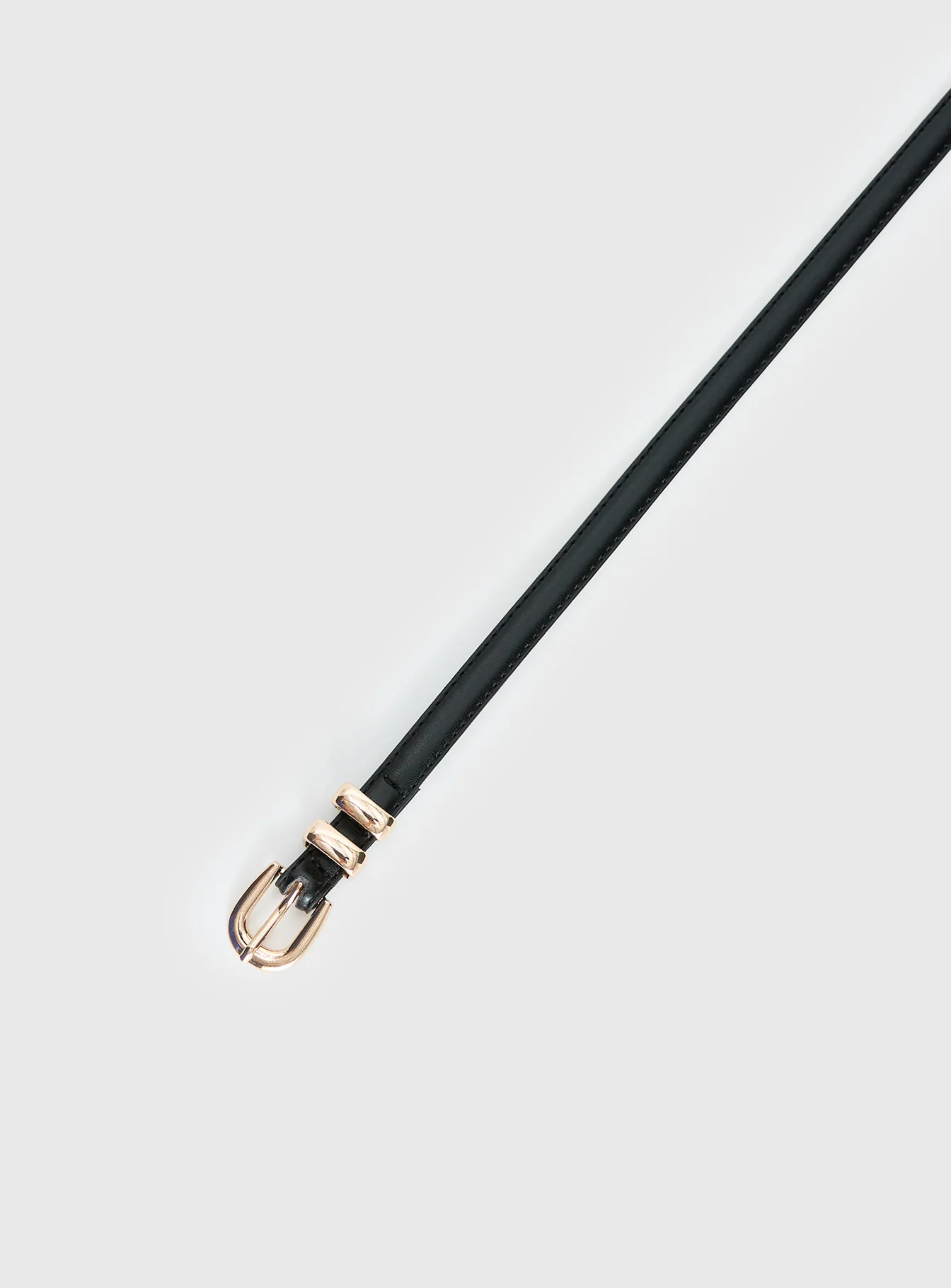 Antilles Faux Leather Micro Belt Black / Gold