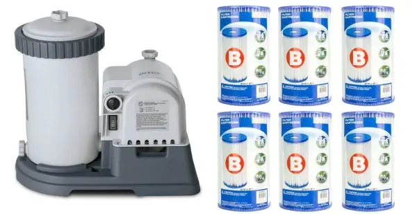 Pompa filtrująca do basenu Krystal Clear – system zabezpieczony wyłącznikiem różnicowoprądowym z 6 wkładami filtrującymi typu B