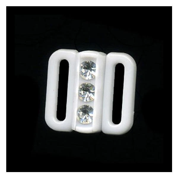 Sullivans Bra Hook Front, White Diamonte- 11 mm