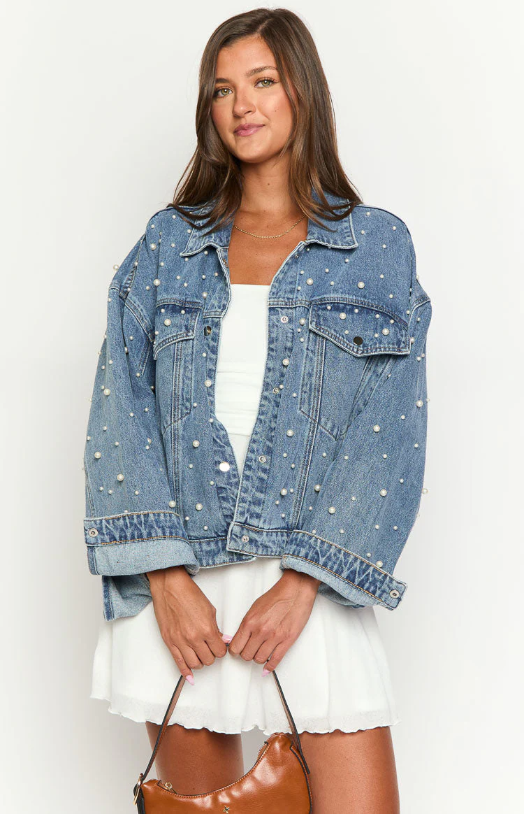Denim Dazzle Pearl Mid Wash Denim Jacket