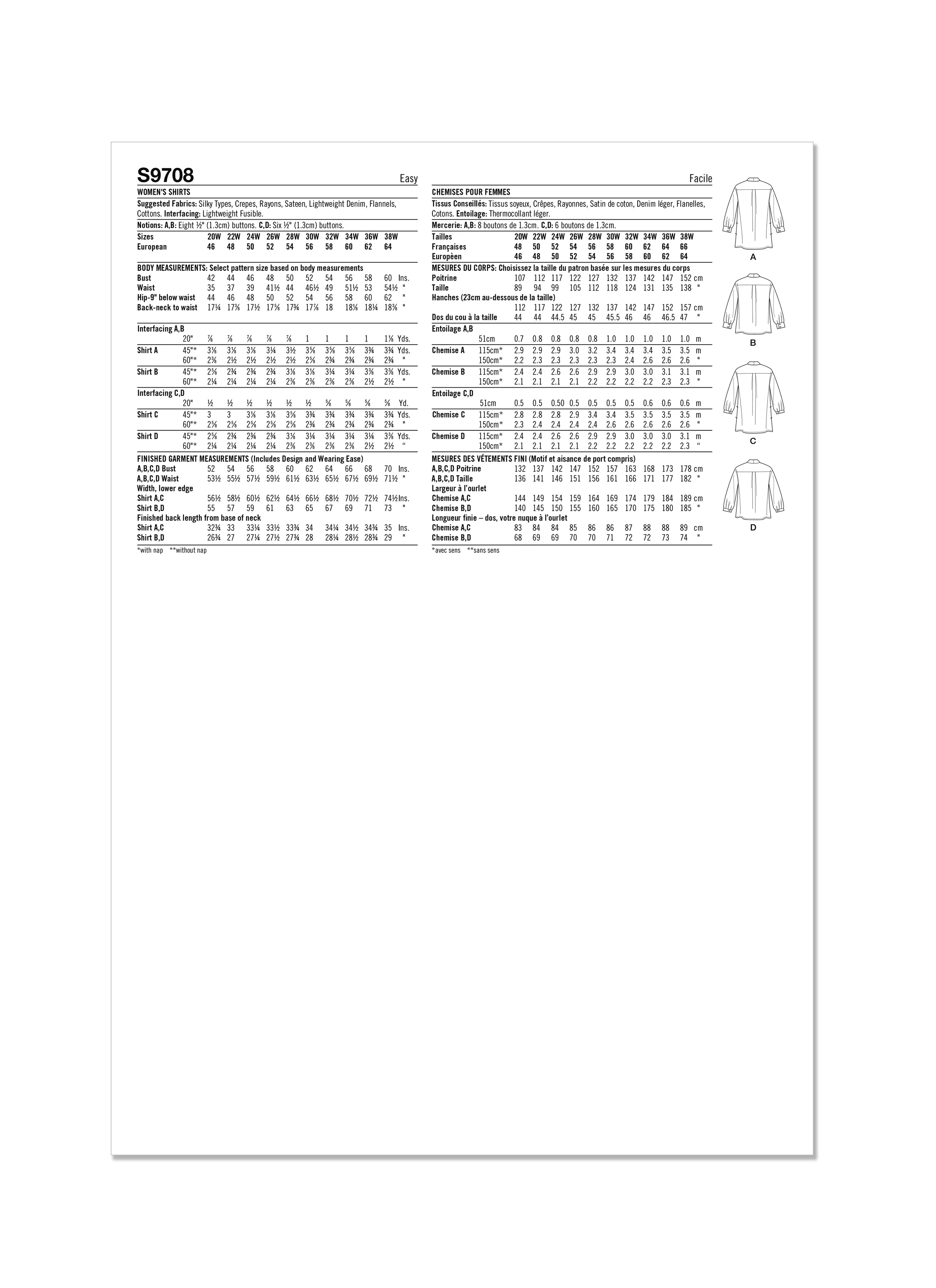 Simplicity Pattern S9708 Plus Size Top/Vest