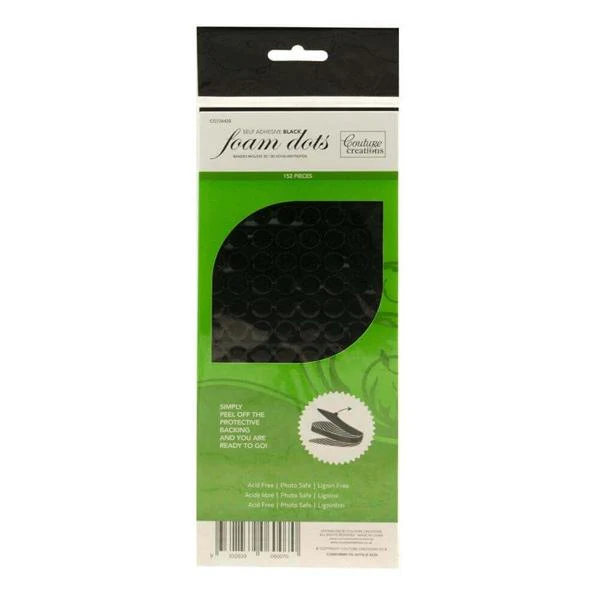 Couture Creations Adhesive 3D Foam, Black- Dots (152pcs)