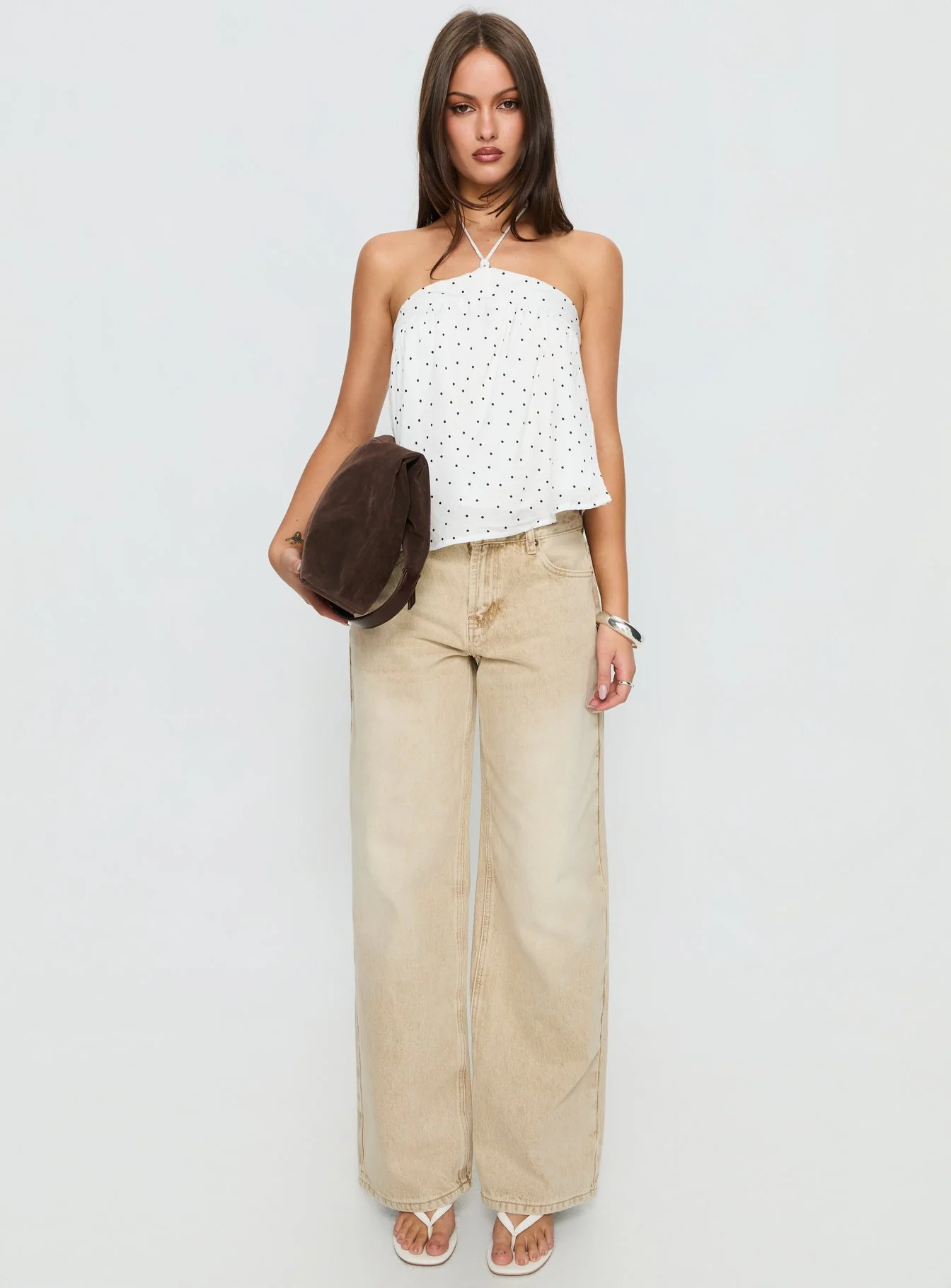 Moonlit Top White Polka