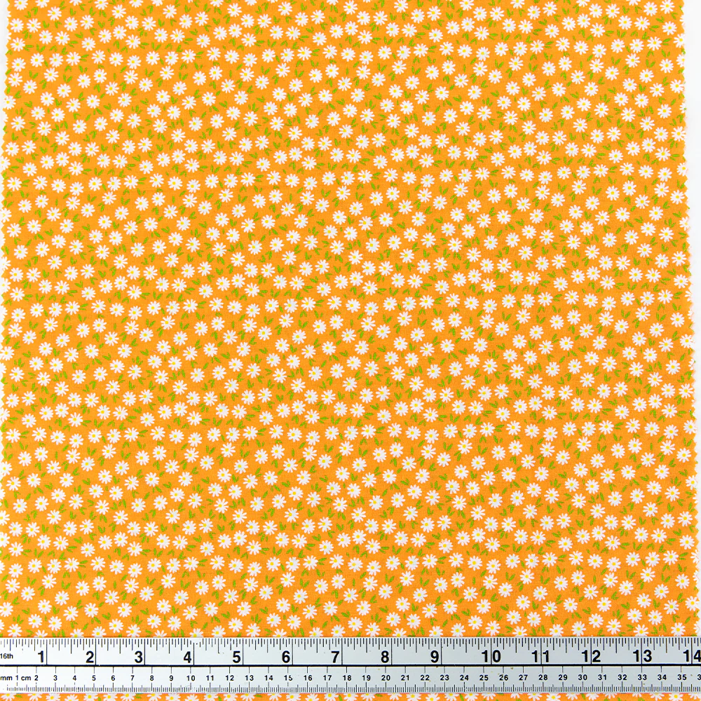 Print Craft & Quilting Fabric, Disty Daisies Orange- Width 110cm