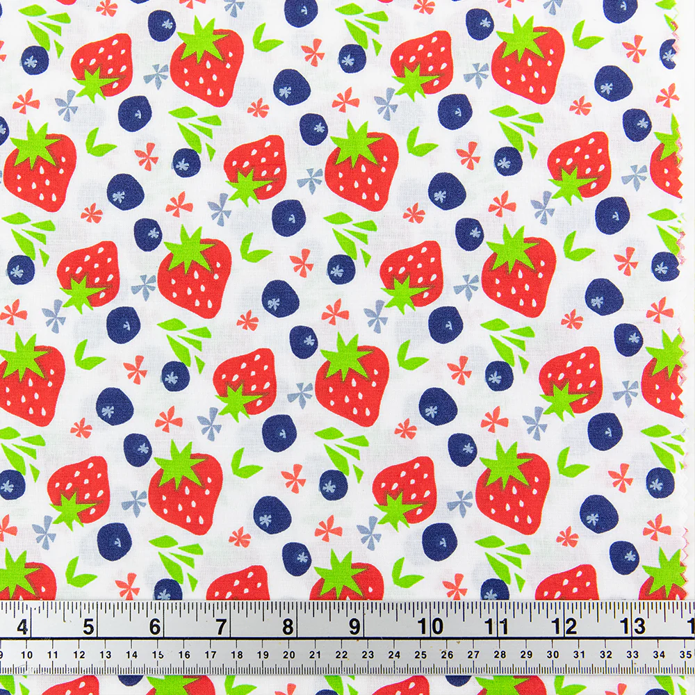 Print Craft & Quilting Fabric, Strawberries And Blueberries- Width 110cm
