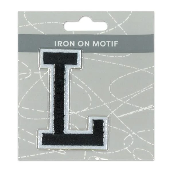 Sullivans Iron On Motif, Black L- 75mm