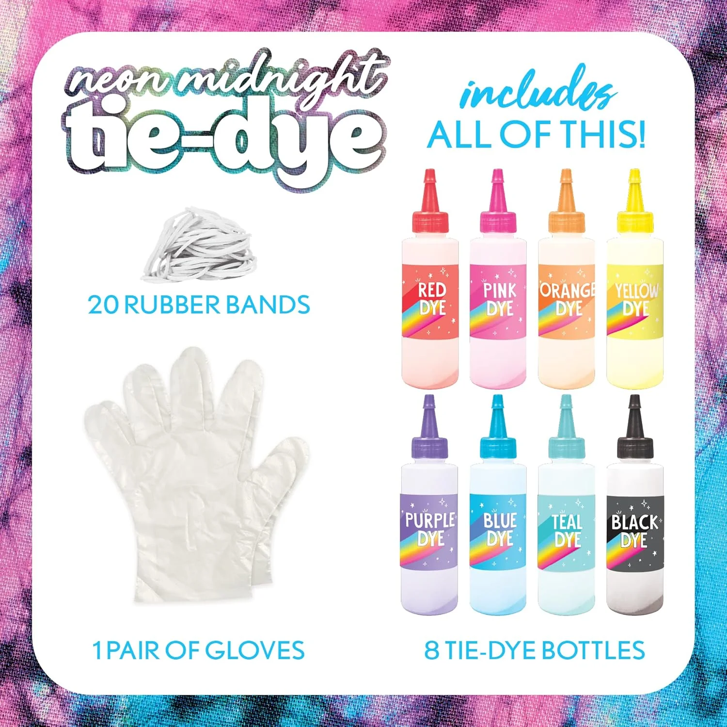 Just My Style Neon Midnight Tie Dye DIY Kit 8 Bottles
