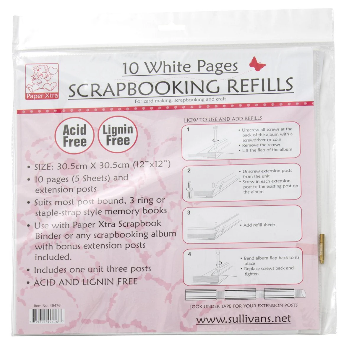 Scrapbook Refills, White- 10pk