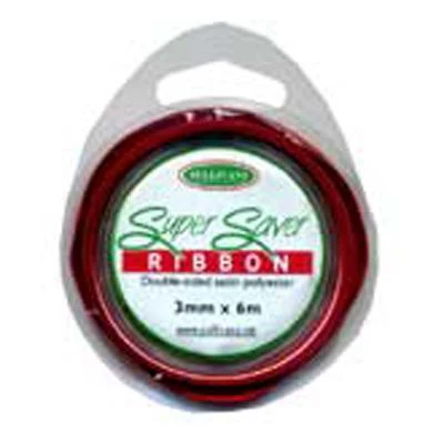 Sullivans Satin Ribbon, Dark Red- 3mm