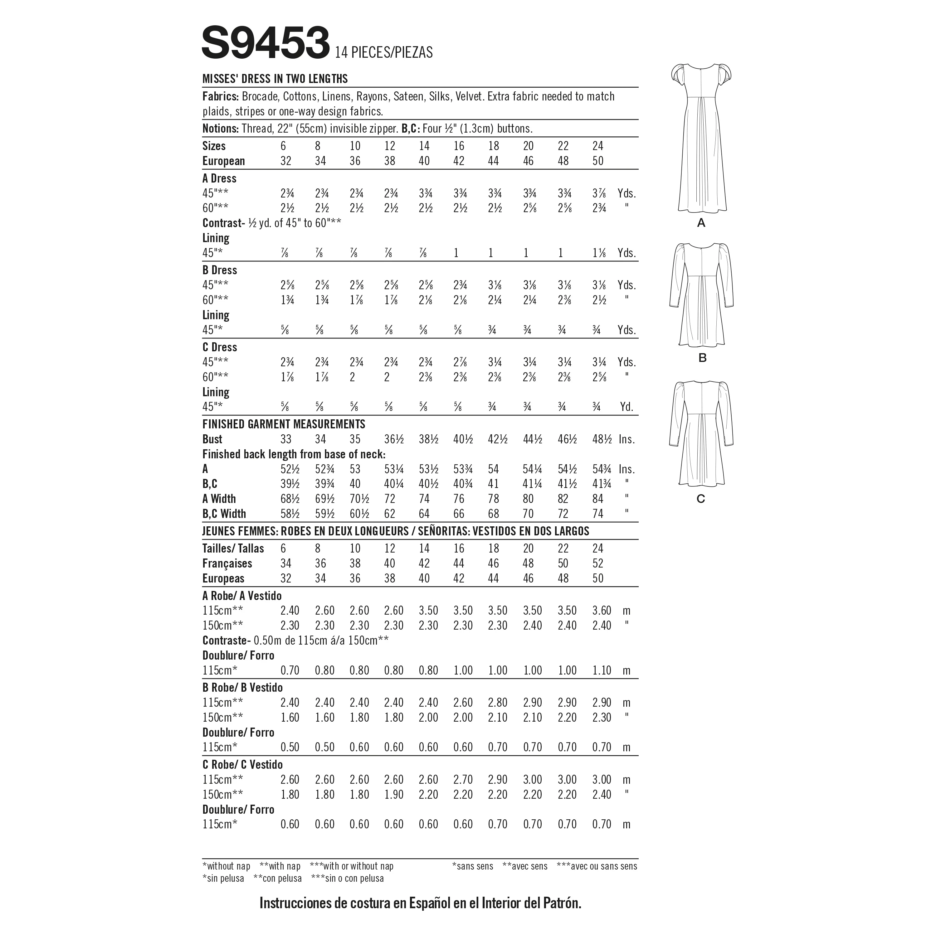 Simplicity Pattern S9453 Misses' Dress