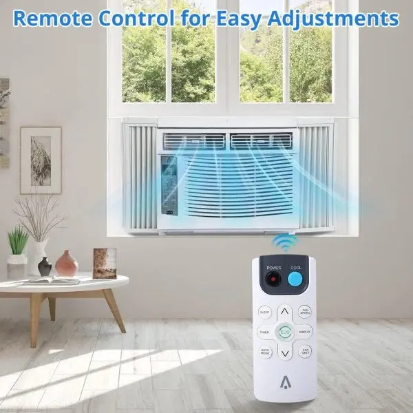 Kompaktowa klimatyzacja okienna o mocy 6000 BTU – 115 V~, zmywalny filtr, idealna do małych pomieszczeń (≤ 23 m²)