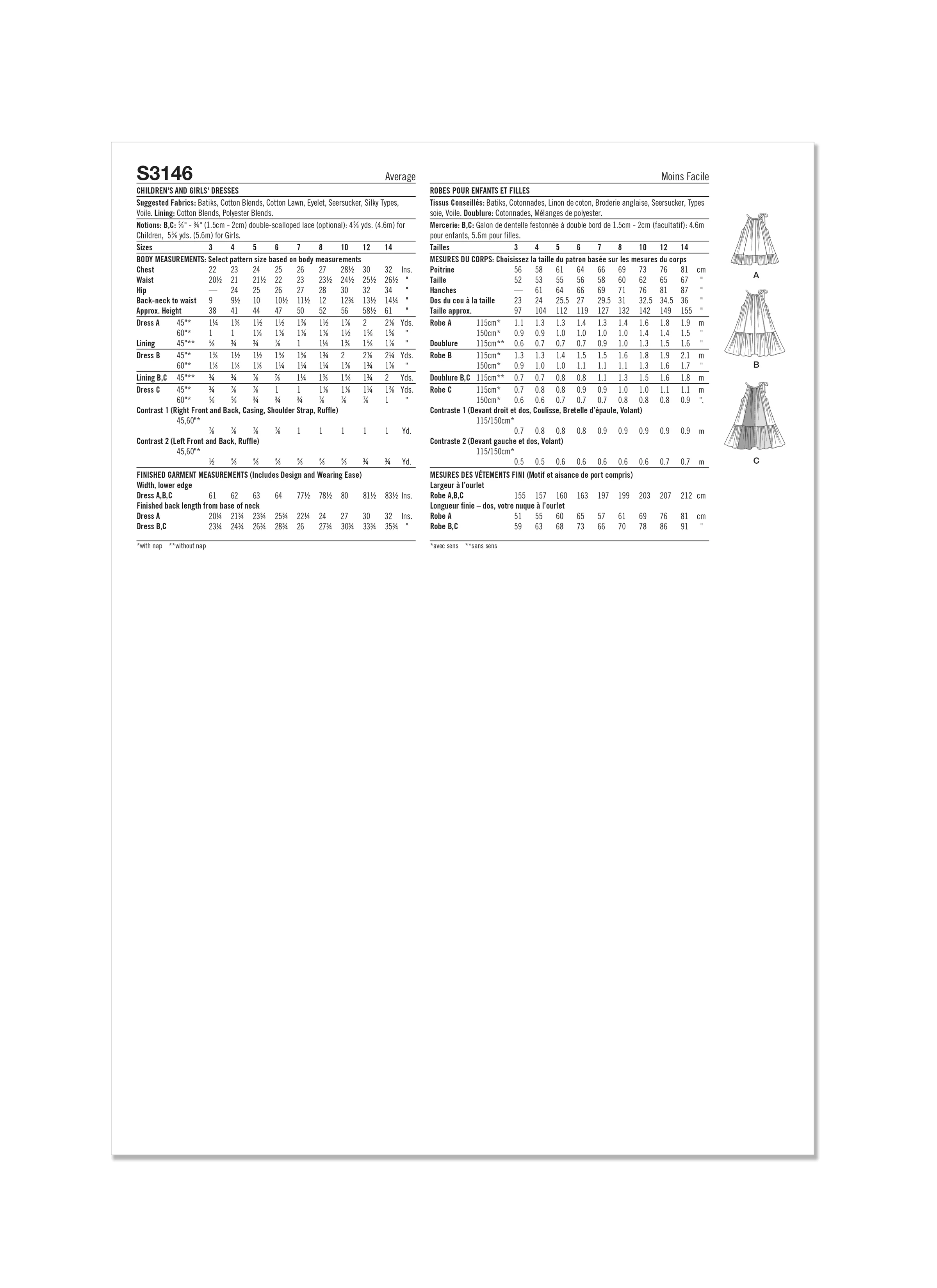 Simplicity Pattern S3146 Children's and Girls' Dresses