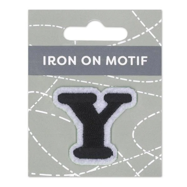 Sullivans Iron On Motif, Black Y- 35mm