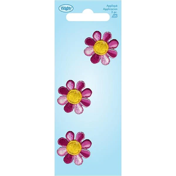Simplicity Iron On Appliques, Tie Dye Daisy Small- 3pk